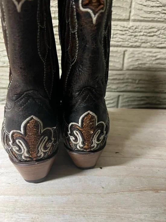 Corral Embroidered Brown Leather Western Cowboy Boots women’s 8 - Picture 7 of 12
